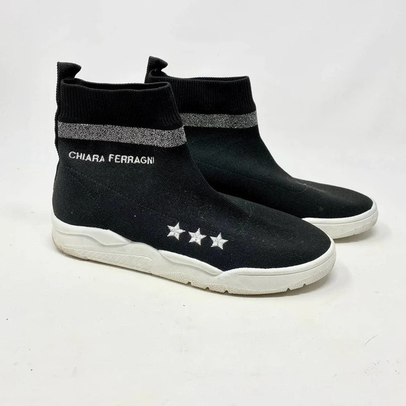 Chiara Ferragni‎ Black Logo Fabric Sock Sneakers - Picture 2 of 11